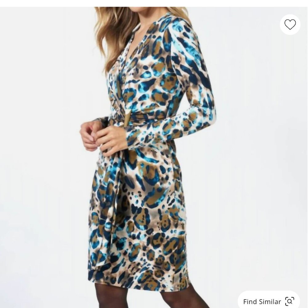 ESQUALO Vibrant Blue and Tan Patterned Dress